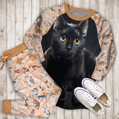 Cat Pajama Set | Pajamas | Cotton Sleepwear Sets | Soft Long Sleeve Pjs | Raglan Shirt and Pants Set