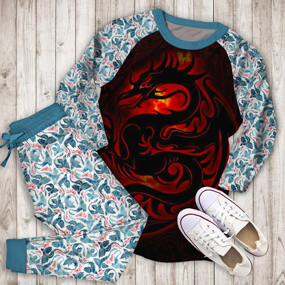 Dragon Pajama Set | Pajamas | Cotton Sleepwear Sets | Soft Long Sleeve Pjs | Raglan Shirt and Pants Set