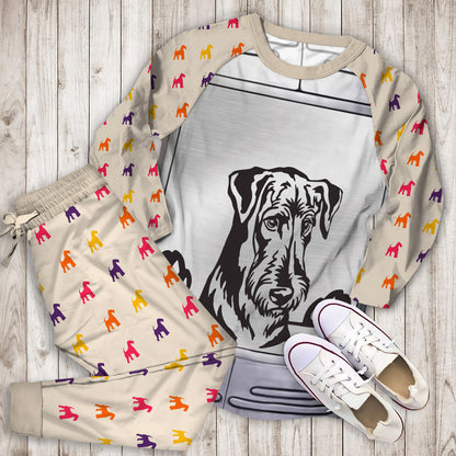 Airedale Terrier Metal Pajama Set |Sleepwear Pjs Sets | Raglan Shirt Pants Set