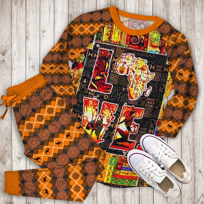 Africa Pajama Set | Pajamas | Cotton Sleepwear Sets | Soft Long Sleeve Pjs | Raglan Shirt and Pants Set