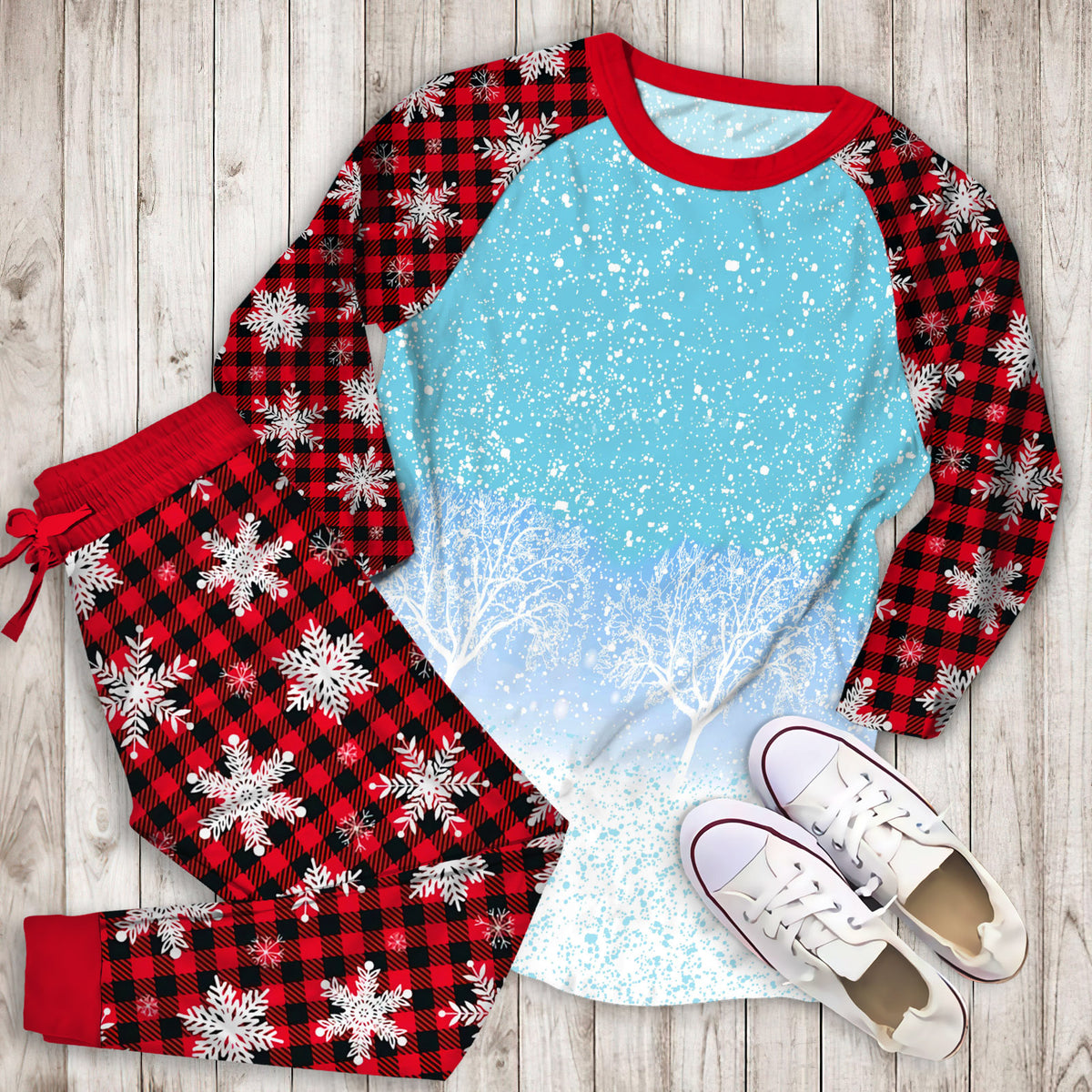Winter Pajama Set | Pajamas | Cotton Sleepwear Sets | Soft Long Sleeve Pjs | Raglan Shirt and Pants Set