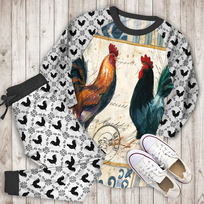 Rooster Pajama Set | Pajamas | Cotton Sleepwear Sets | Soft Long Sleeve Pjs | Raglan Shirt and Pants Set