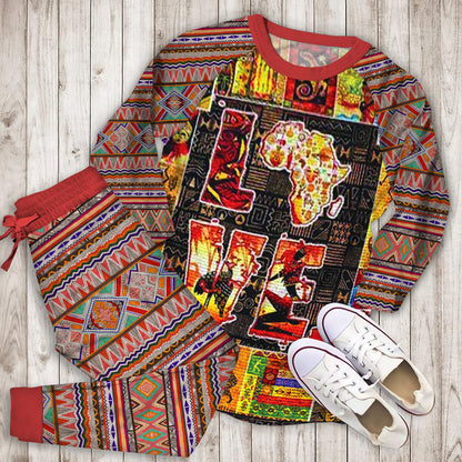 Africa Pajama Set | Pajamas | Cotton Sleepwear Sets | Soft Long Sleeve Pjs | Raglan Shirt and Pants Set