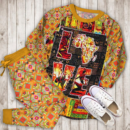 Africa Pajama Set | Pajamas | Cotton Sleepwear Sets | Soft Long Sleeve Pjs | Raglan Shirt and Pants Set