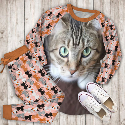 Cute Cat Pajama Set | Pajamas | Cotton Sleepwear Sets | Soft Long Sleeve Pjs | Raglan Shirt and Pants Set