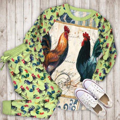 Rooster Pajama Set | Pajamas | Cotton Sleepwear Sets | Soft Long Sleeve Pjs | Raglan Shirt and Pants Set
