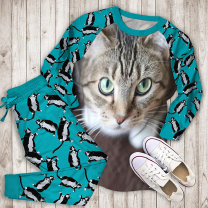 Cute Cat Pajama Set | Pajamas | Cotton Sleepwear Sets | Soft Long Sleeve Pjs | Raglan Shirt and Pants Set