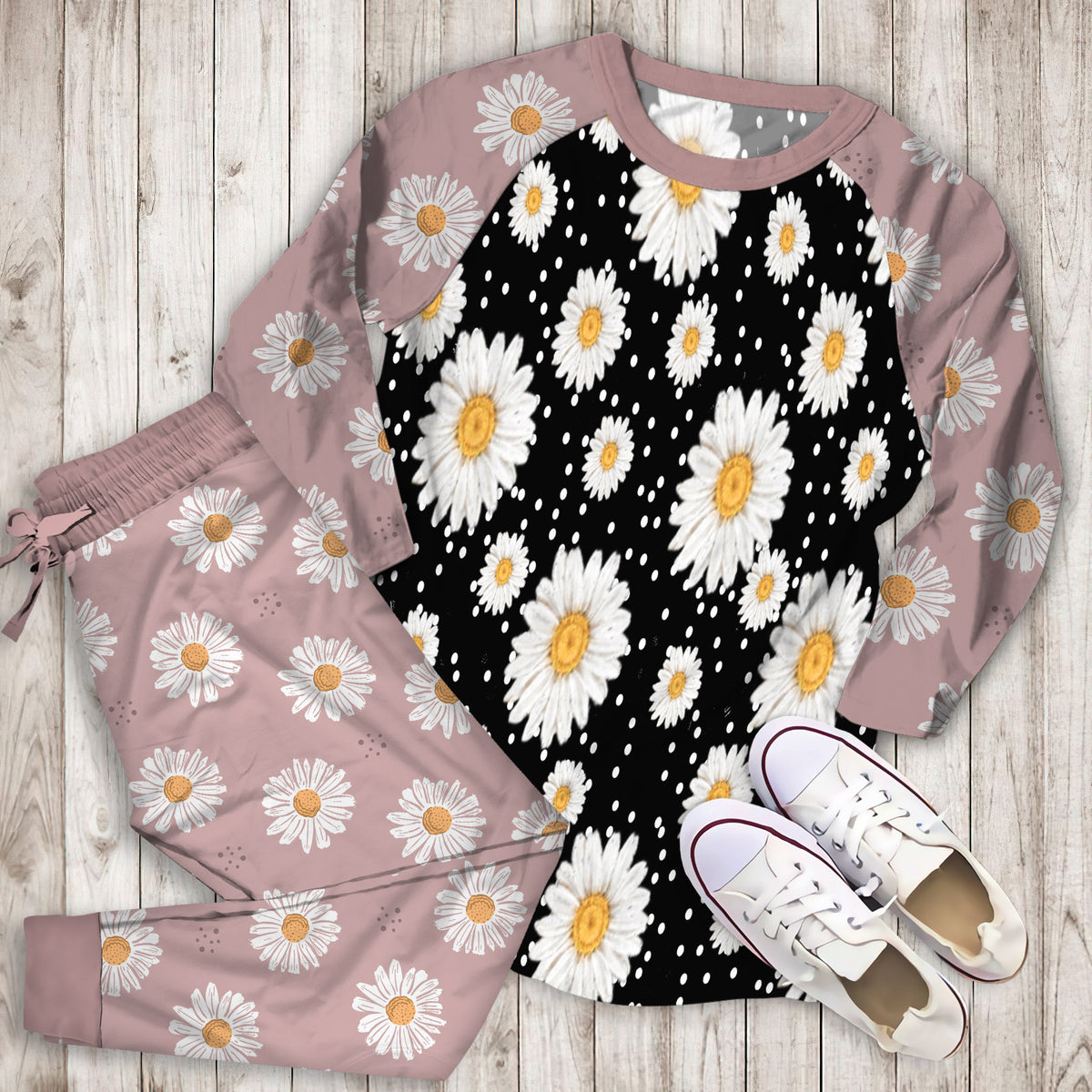 Daisy Pajama Set |Sleepwear Pjs Sets | Raglan Shirt Pants Set