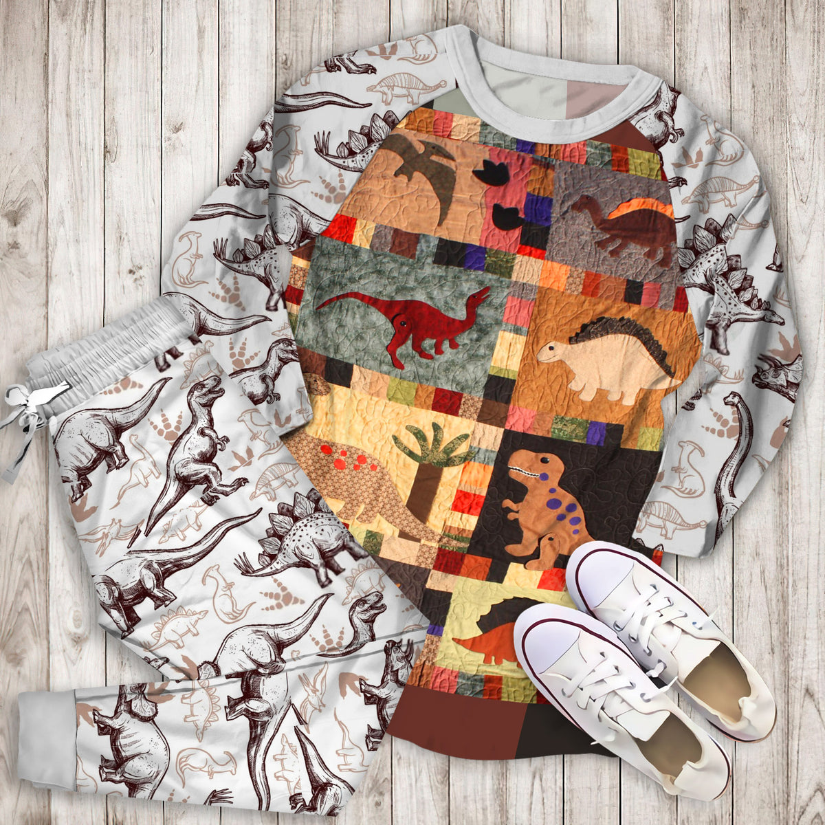 Dinosaur Pajama Set | Pajamas | Cotton Sleepwear Sets | Soft Long Sleeve Pjs | Raglan Shirt and Pants Set