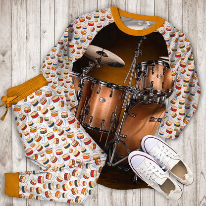 Drum Pajama Set | Pajamas | Cotton Sleepwear Sets | Soft Long Sleeve Pjs | Raglan Shirt and Pants Set