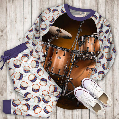 Drum Pajama Set | Pajamas | Cotton Sleepwear Sets | Soft Long Sleeve Pjs | Raglan Shirt and Pants Set