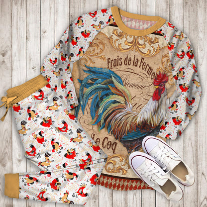 Rooster Pajama Set | Pajamas | Cotton Sleepwear Sets | Soft Long Sleeve Pjs | Raglan Shirt and Pants Set
