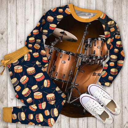 Drum Pajama Set | Pajamas | Cotton Sleepwear Sets | Soft Long Sleeve Pjs | Raglan Shirt and Pants Set