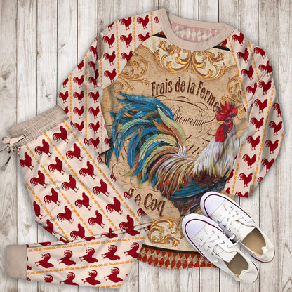 Rooster Pajama Set | Pajamas | Cotton Sleepwear Sets | Soft Long Sleeve Pjs | Raglan Shirt and Pants Set