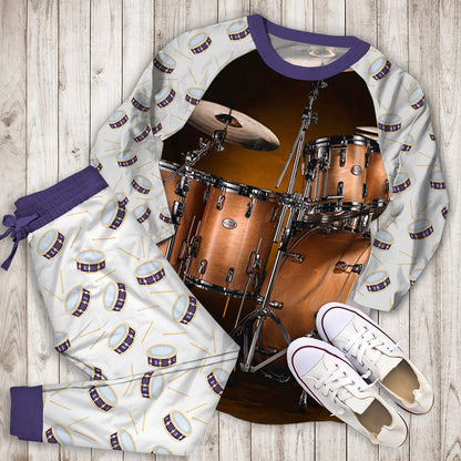 Drum Pajama Set | Pajamas | Cotton Sleepwear Sets | Soft Long Sleeve Pjs | Raglan Shirt and Pants Set