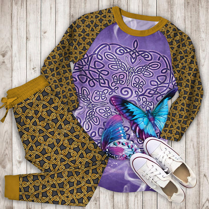 Celtic Butterfly Pajama Set | Pajamas | Cotton Sleepwear Sets | Soft Long Sleeve Pjs | Raglan Shirt and Pants Set