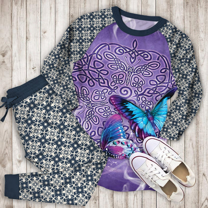 Celtic Butterfly Pajama Set | Pajamas | Cotton Sleepwear Sets | Soft Long Sleeve Pjs | Raglan Shirt and Pants Set