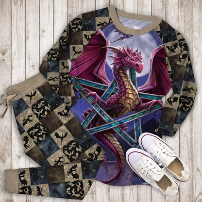 Dragon Pajama Set |Sleepwear Pjs Sets | Raglan Shirt Pants Set