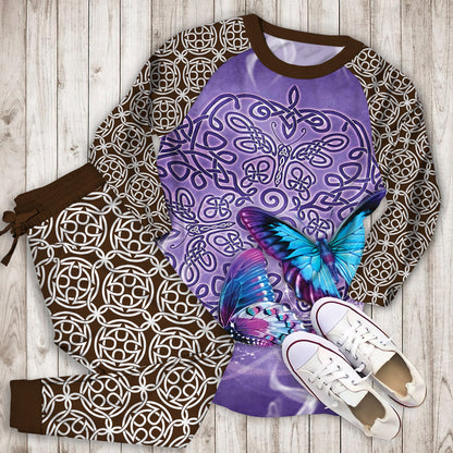 Celtic Butterfly Pajama Set | Pajamas | Cotton Sleepwear Sets | Soft Long Sleeve Pjs | Raglan Shirt and Pants Set