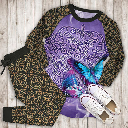 Celtic Butterfly Pajama Set | Pajamas | Cotton Sleepwear Sets | Soft Long Sleeve Pjs | Raglan Shirt and Pants Set