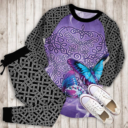 Celtic Butterfly Pajama Set | Pajamas | Cotton Sleepwear Sets | Soft Long Sleeve Pjs | Raglan Shirt and Pants Set
