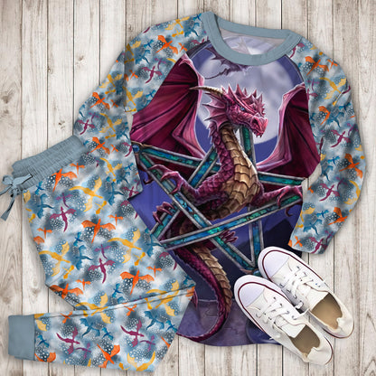 Dragon Pajama Set |Sleepwear Pjs Sets | Raglan Shirt Pants Set