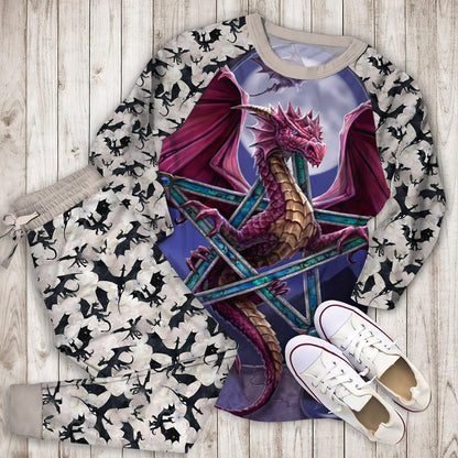 Dragon Pajama Set |Sleepwear Pjs Sets | Raglan Shirt Pants Set