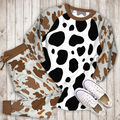 Cow Pajama Set | Pajamas | Cotton Sleepwear Sets | Soft Long Sleeve Pjs | Raglan Shirt and Pants Set