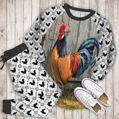 Rooster Pajama Set | Pajamas | Cotton Sleepwear Sets | Soft Long Sleeve Pjs | Raglan Shirt and Pants Set