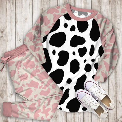 Cow Pajama Set | Pajamas | Cotton Sleepwear Sets | Soft Long Sleeve Pjs | Raglan Shirt and Pants Set