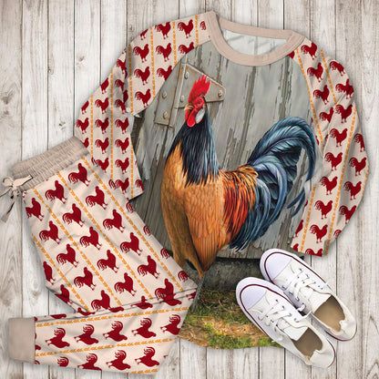 Rooster Pajama Set | Pajamas | Cotton Sleepwear Sets | Soft Long Sleeve Pjs | Raglan Shirt and Pants Set