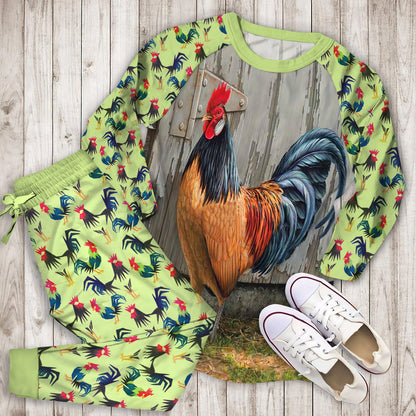 Rooster Pajama Set | Pajamas | Cotton Sleepwear Sets | Soft Long Sleeve Pjs | Raglan Shirt and Pants Set