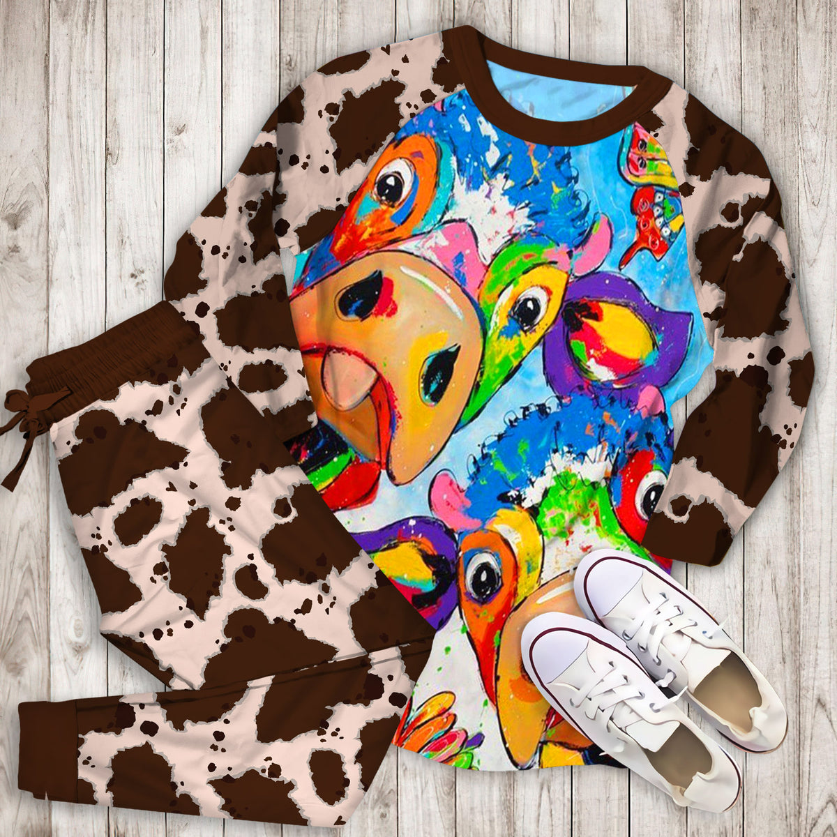 Cows Pajama Set |Sleepwear Pjs Sets | Raglan Shirt Pants Set
