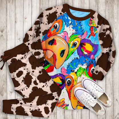 Cows Pajama Set |Sleepwear Pjs Sets | Raglan Shirt Pants Set