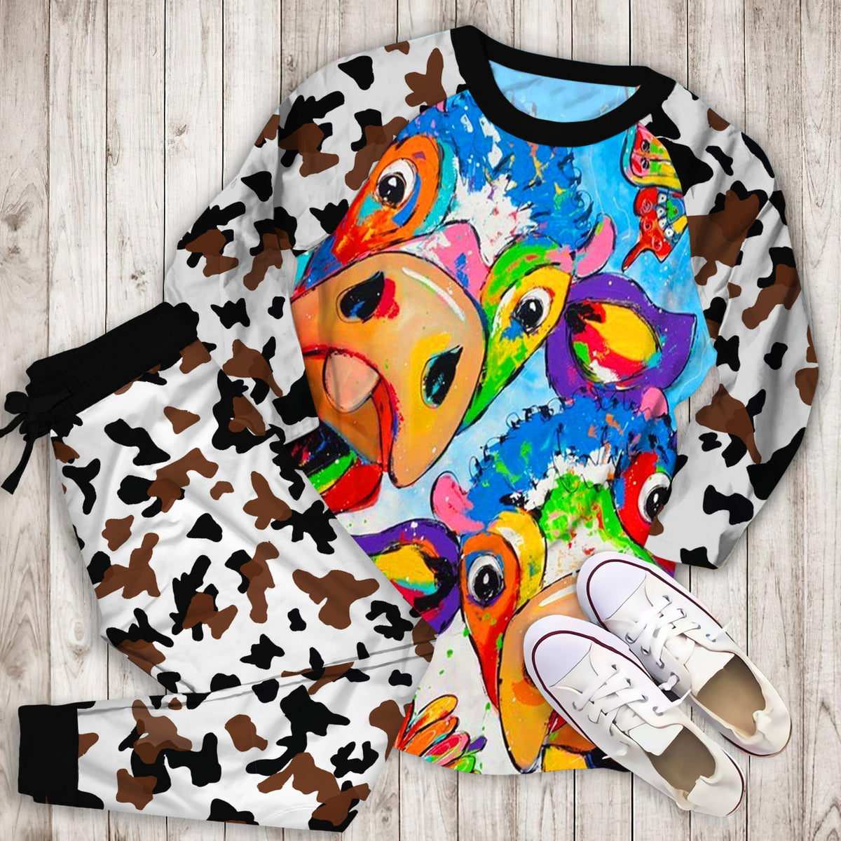Cows Pajama Set |Sleepwear Pjs Sets | Raglan Shirt Pants Set