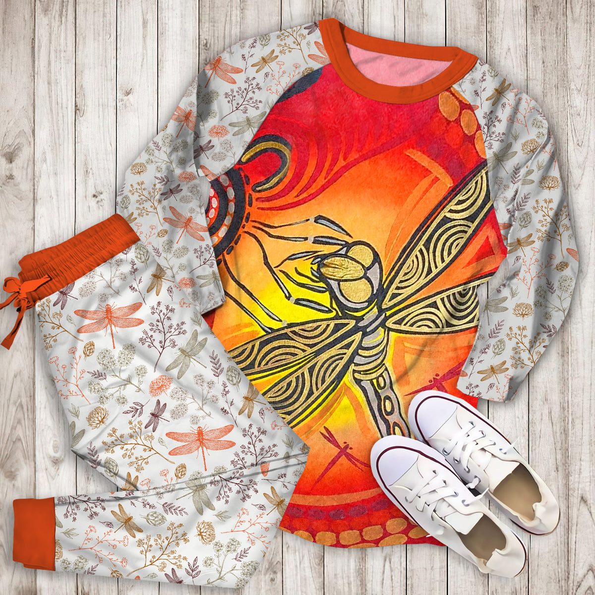 Dragonfly Pajama Set | Pajamas | Cotton Sleepwear Sets | Soft Long Sleeve Pjs | Raglan Shirt and Pants Set
