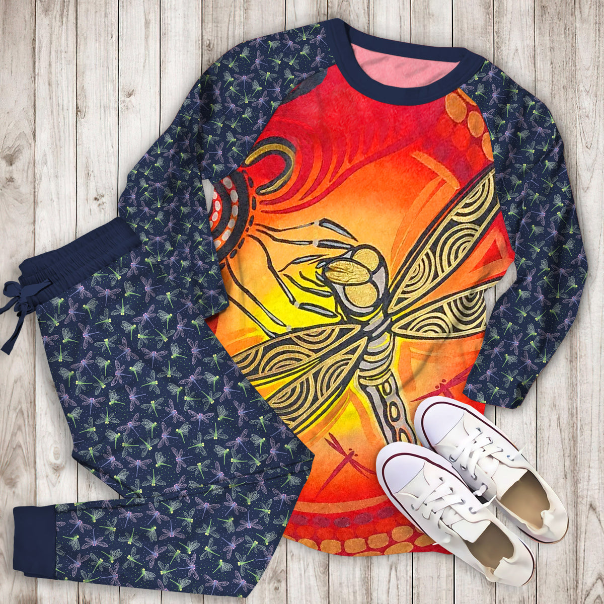 Dragonfly Pajama Set | Pajamas | Cotton Sleepwear Sets | Soft Long Sleeve Pjs | Raglan Shirt and Pants Set