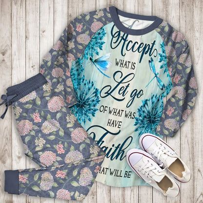 Hydrangea Accept Pajama Set | Pajamas | Cotton Sleepwear Sets | Soft Long Sleeve Pjs | Raglan Shirt and Pants Set