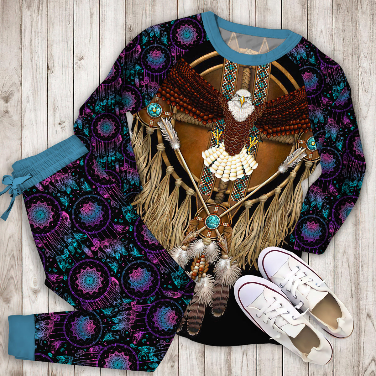 Dreamcatcher Pajama Set | Pajamas | Cotton Sleepwear Sets | Soft Long Sleeve Pjs | Raglan Shirt and Pants Set