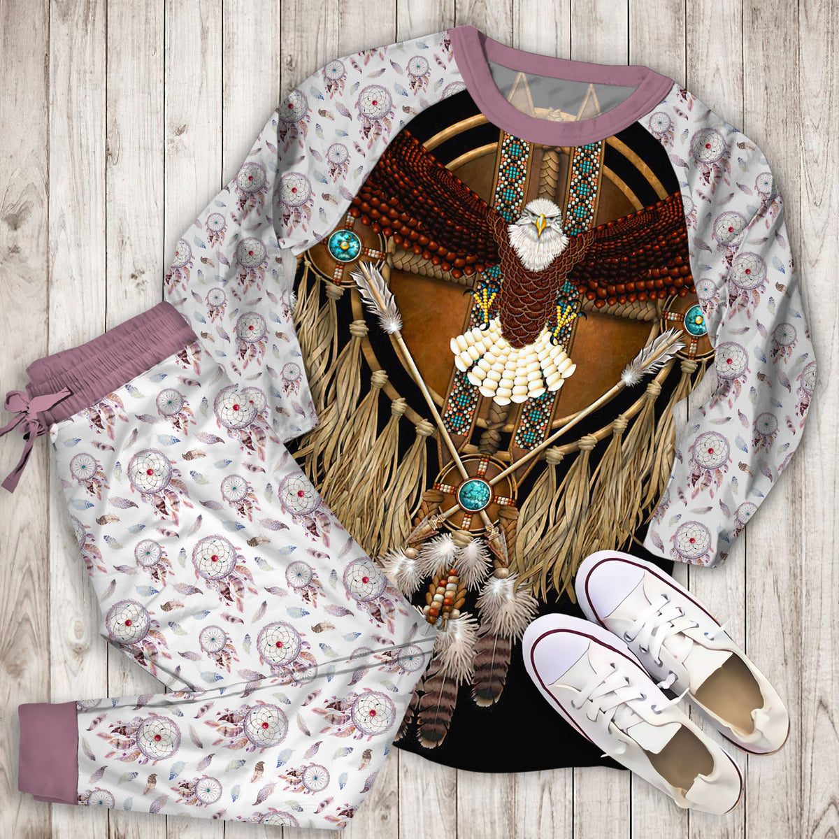 Dreamcatcher Pajama Set | Pajamas | Cotton Sleepwear Sets | Soft Long Sleeve Pjs | Raglan Shirt and Pants Set