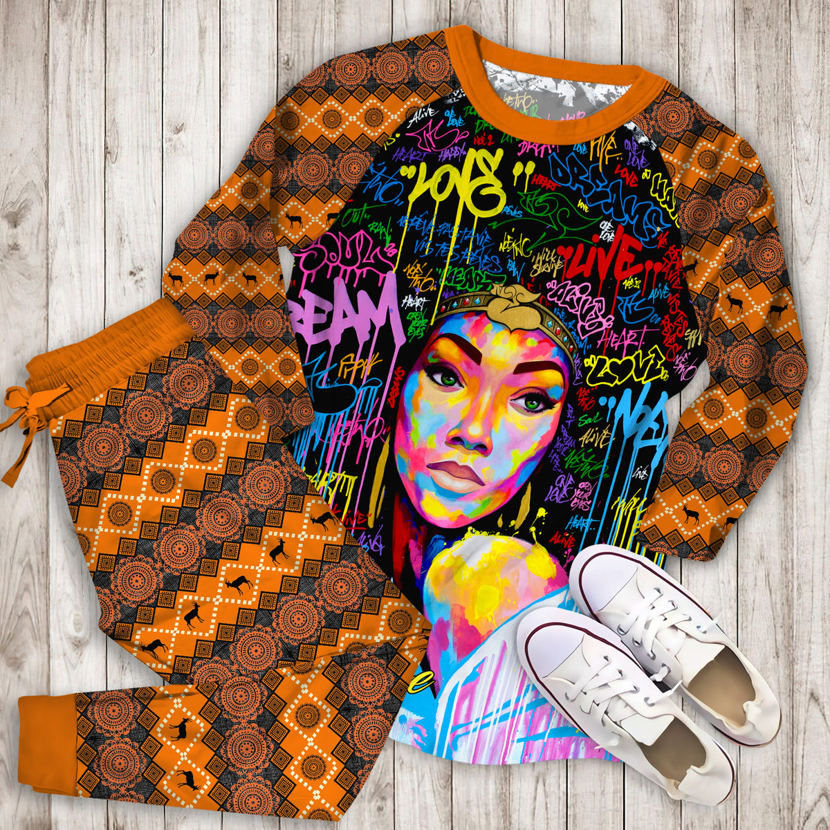 African American Dream Personalized Name Pajama Set |Sleepwear Pjs Sets | Raglan Shirt Pants Set