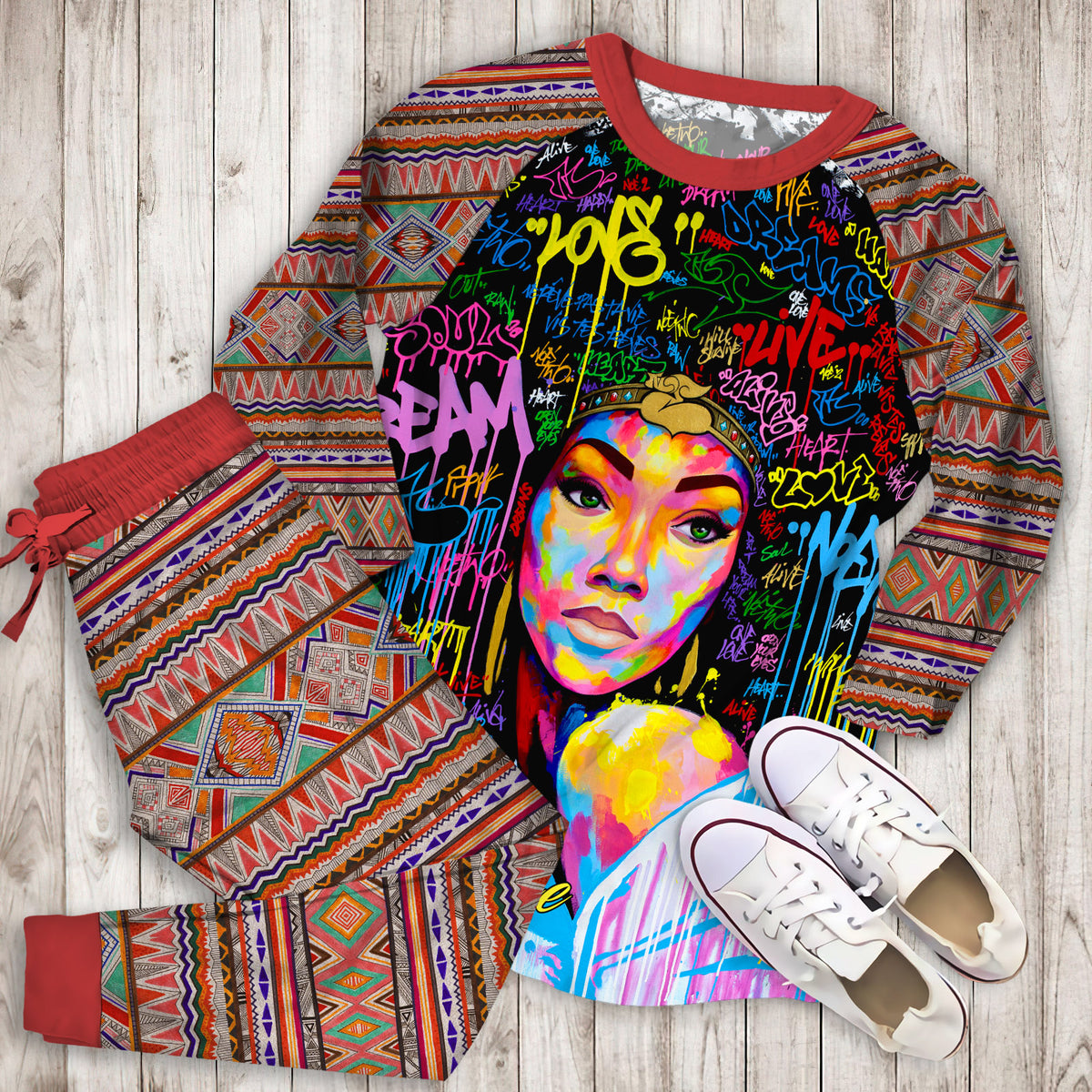 African American Dream Personalized Name Pajama Set |Sleepwear Pjs Sets | Raglan Shirt Pants Set