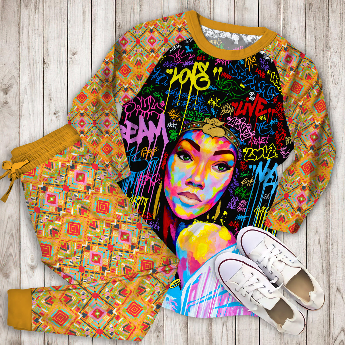 African American Dream Personalized Name Pajama Set |Sleepwear Pjs Sets | Raglan Shirt Pants Set