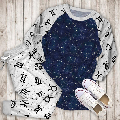 Zodiac Pajama Set |Sleepwear Pjs Sets | Raglan Shirt Pants Set