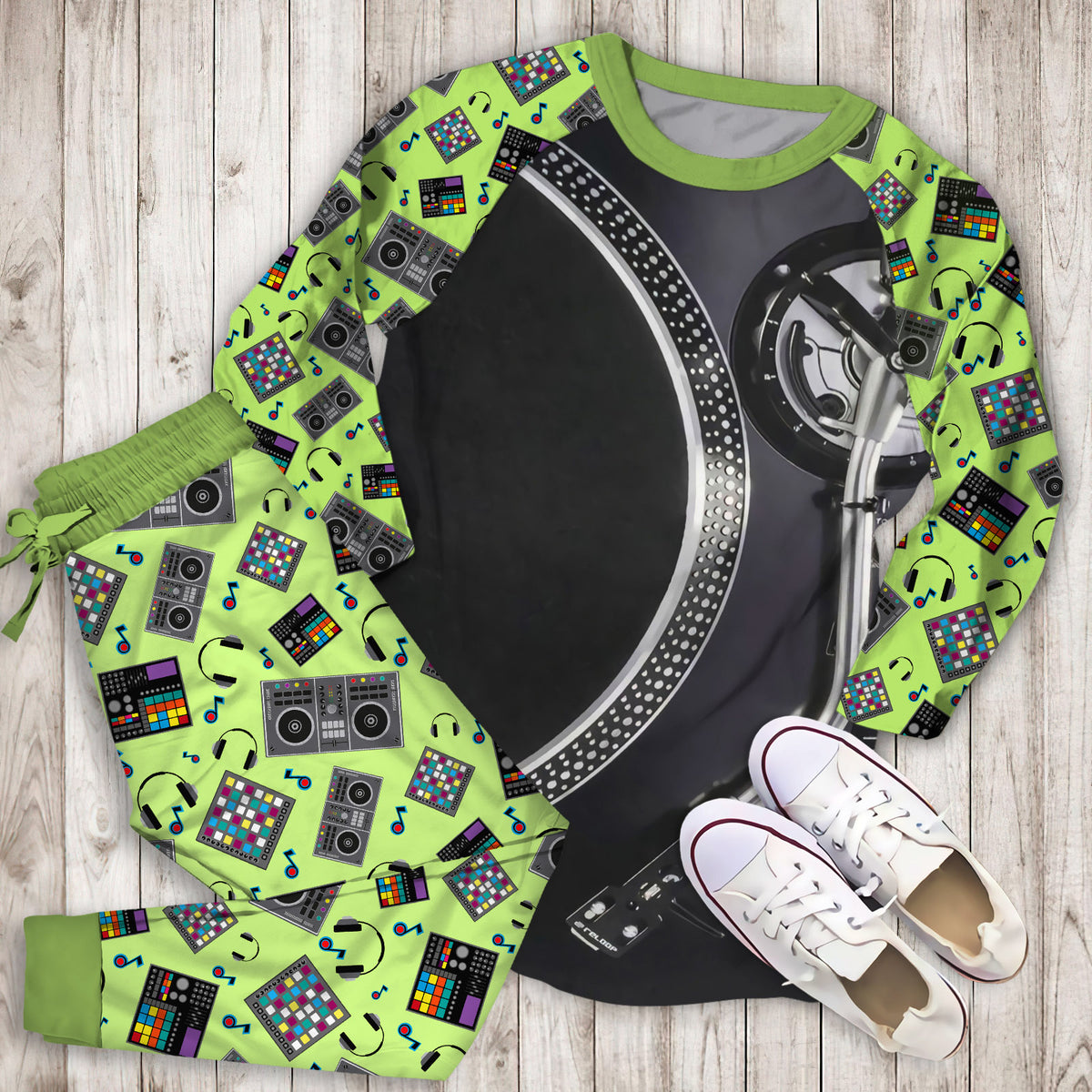 Dj Mixer Rectangle Pajama Set |Sleepwear Pjs Sets | Raglan Shirt Pants Set