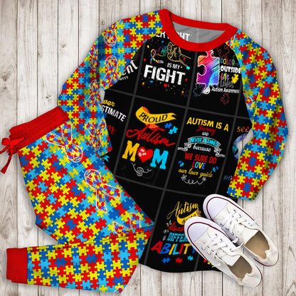 Autism Mom Pajama Set |Sleepwear Pjs Sets | Raglan Shirt Pants Set