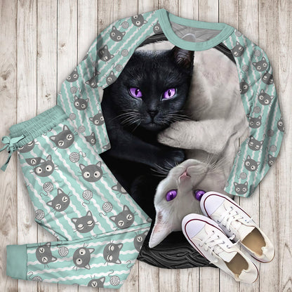 Cat Pajama Set | Pajamas | Cotton Sleepwear Sets | Soft Long Sleeve Pjs | Raglan Shirt and Pants Set