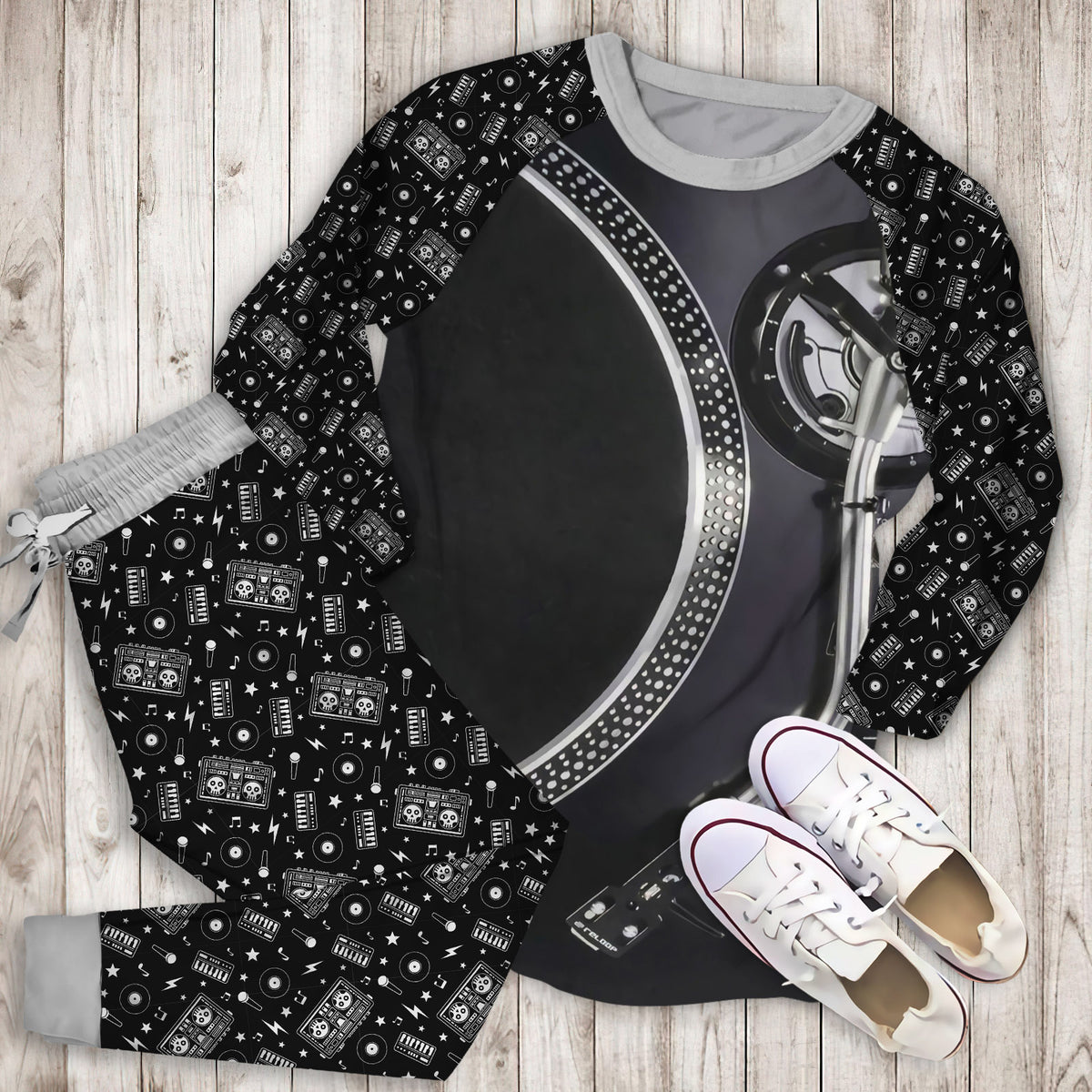 Dj Mixer Rectangle Pajama Set |Sleepwear Pjs Sets | Raglan Shirt Pants Set