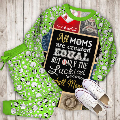 Baseball Mom Pajama Set | Pajamas | Cotton Sleepwear Sets | Soft Long Sleeve Pjs | Raglan Shirt and Pants Set