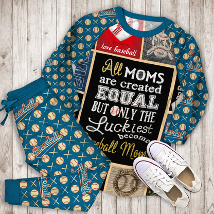 Baseball Mom Pajama Set | Pajamas | Cotton Sleepwear Sets | Soft Long Sleeve Pjs | Raglan Shirt and Pants Set